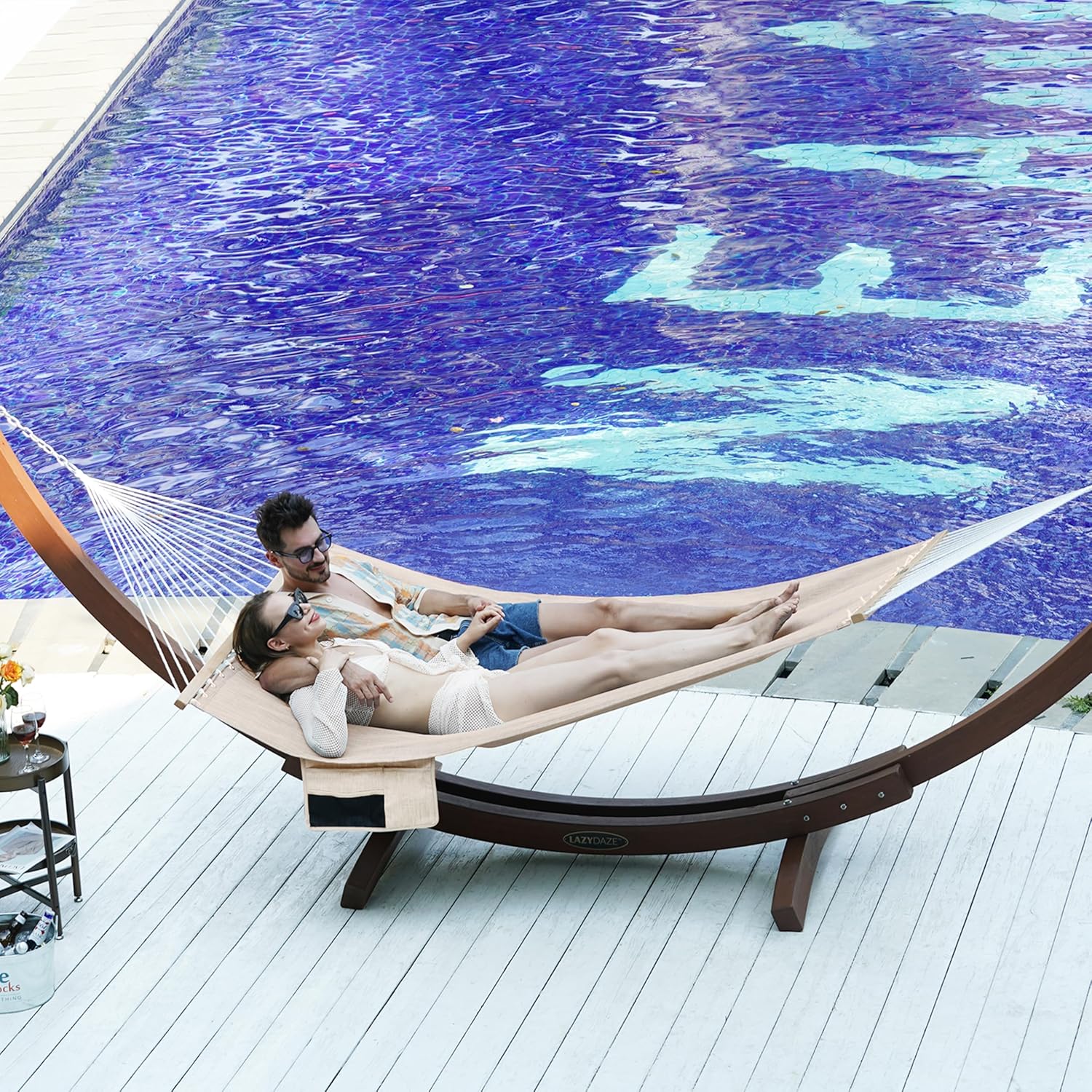 Lazy Daze Double Acrylic Quick Dry Hammock with Spreader Bar for Outdoor