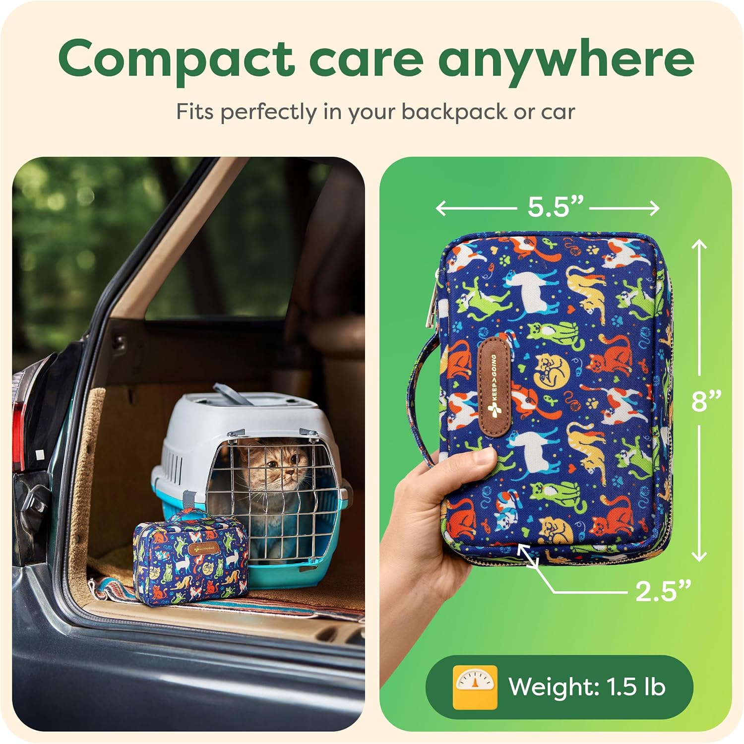 KeepGoing Pet First Aid Kit for Dogs & Cats, 99 Pc. Travel Emergency Kit