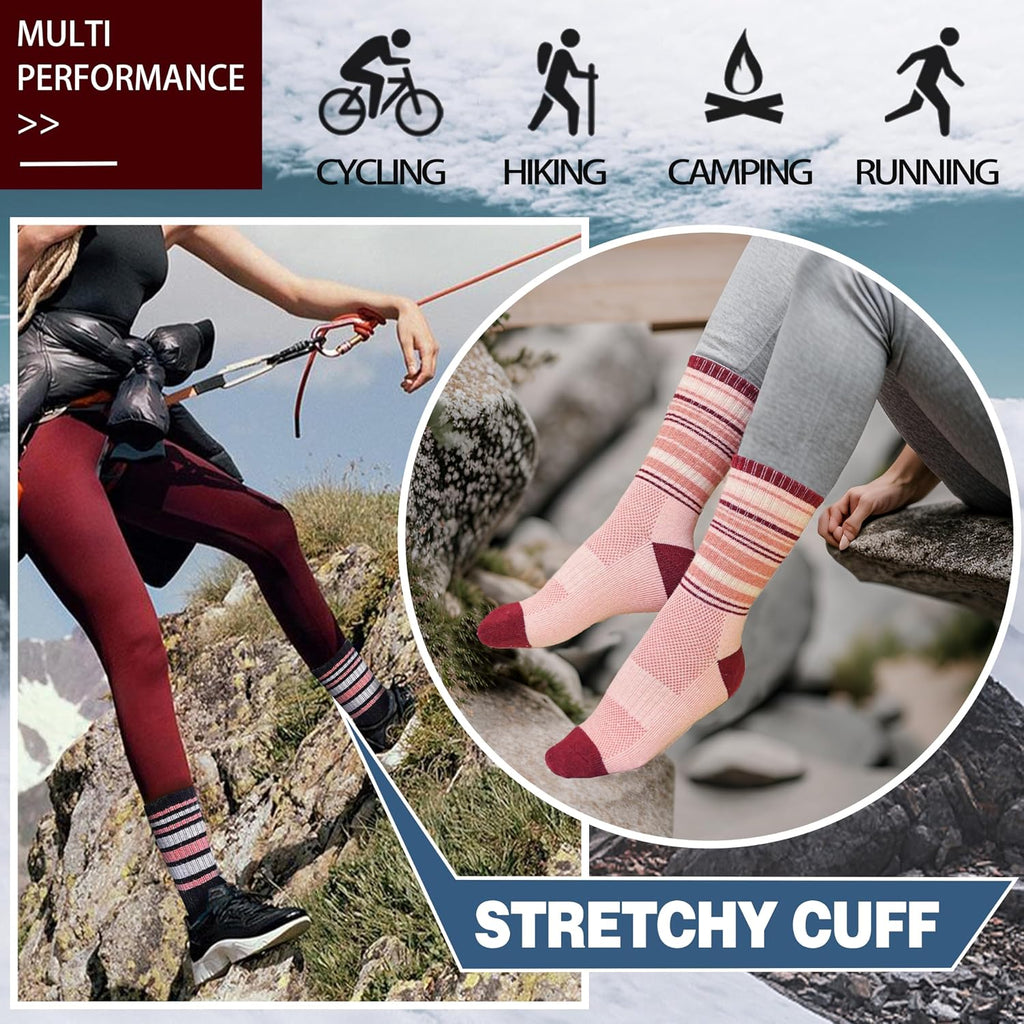 Anlisim Merino Wool Hiking Running Socks for Women, Boot Work Crew Socks