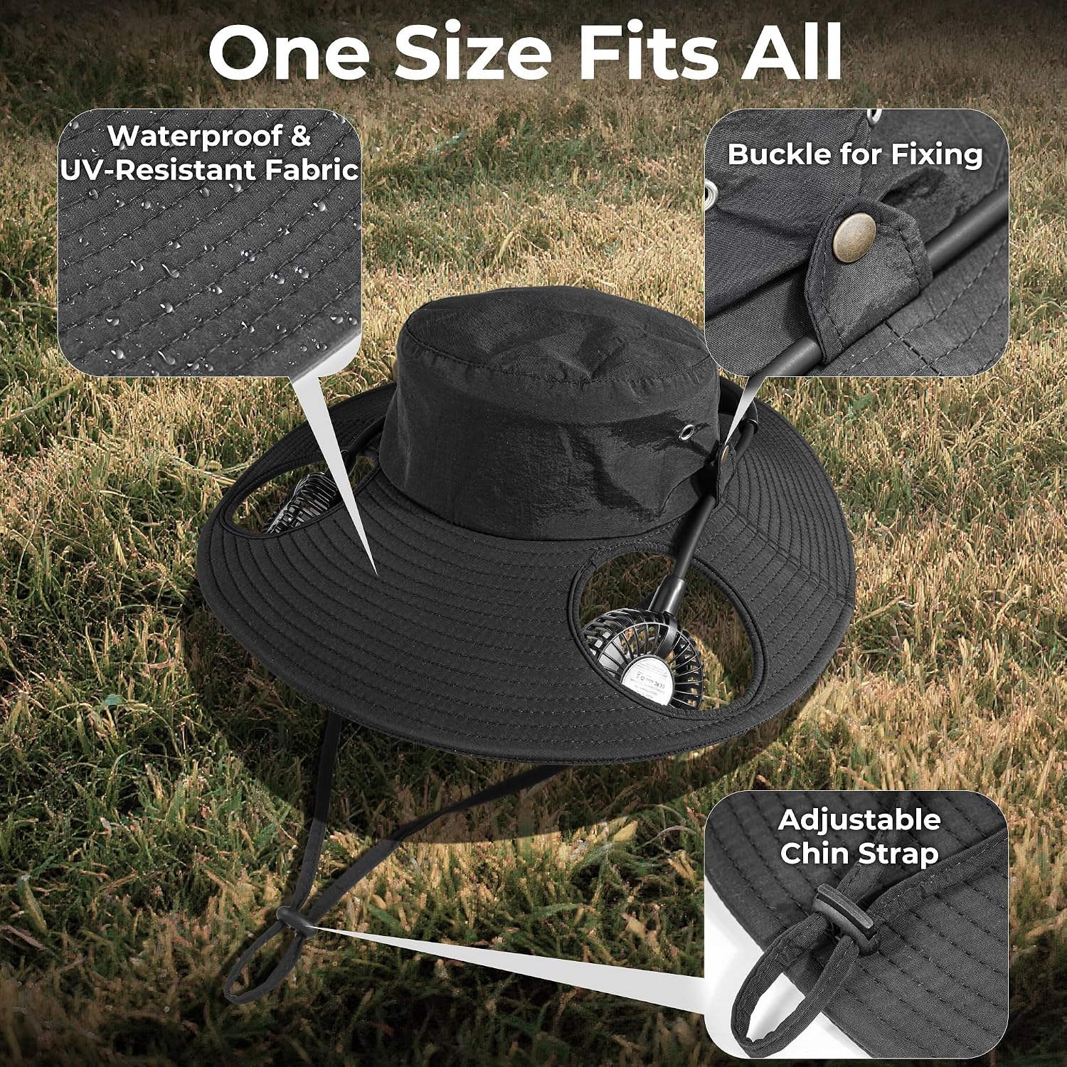AMACOOL Bucket Hat Fan, Gifts for Him Father Dad Husband, Fishing Essentials for Women Men Camping Hiking Beach Gardening
