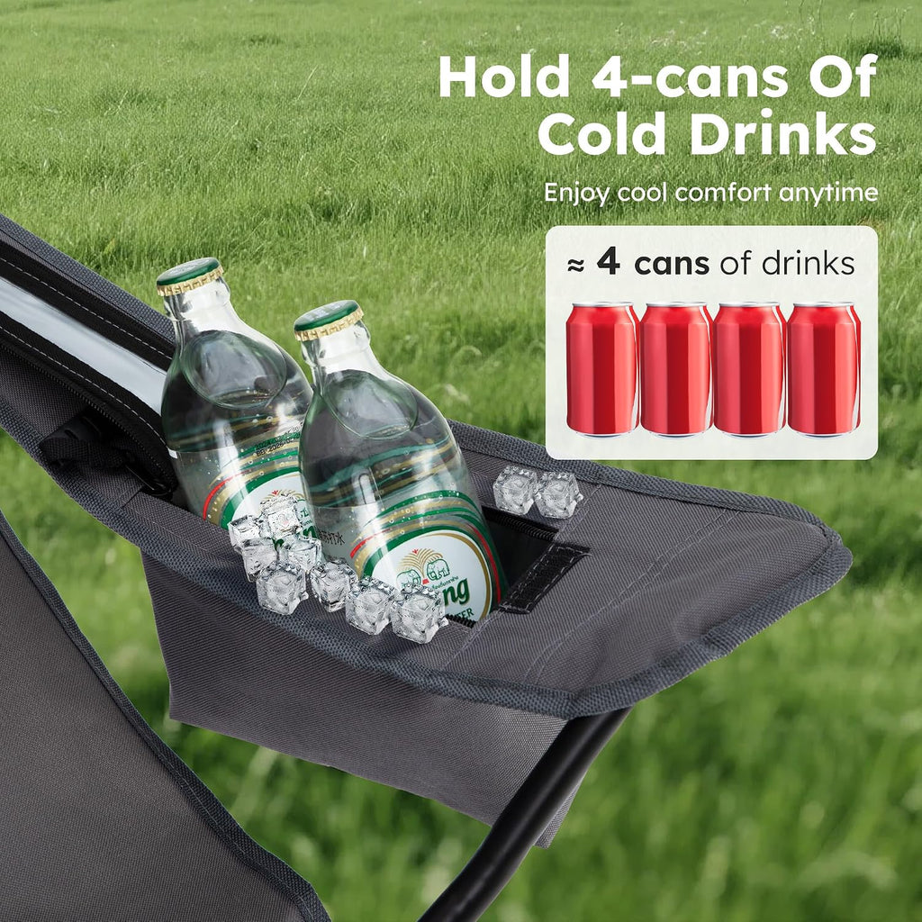 ALPHA CAMP 2-Pack Folding Camping Chair with Cooler Bag & Lumbar Support