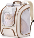 Pecute Cat Backpack Carrier, Spacious & Breathable Pet Backpack, Khaki