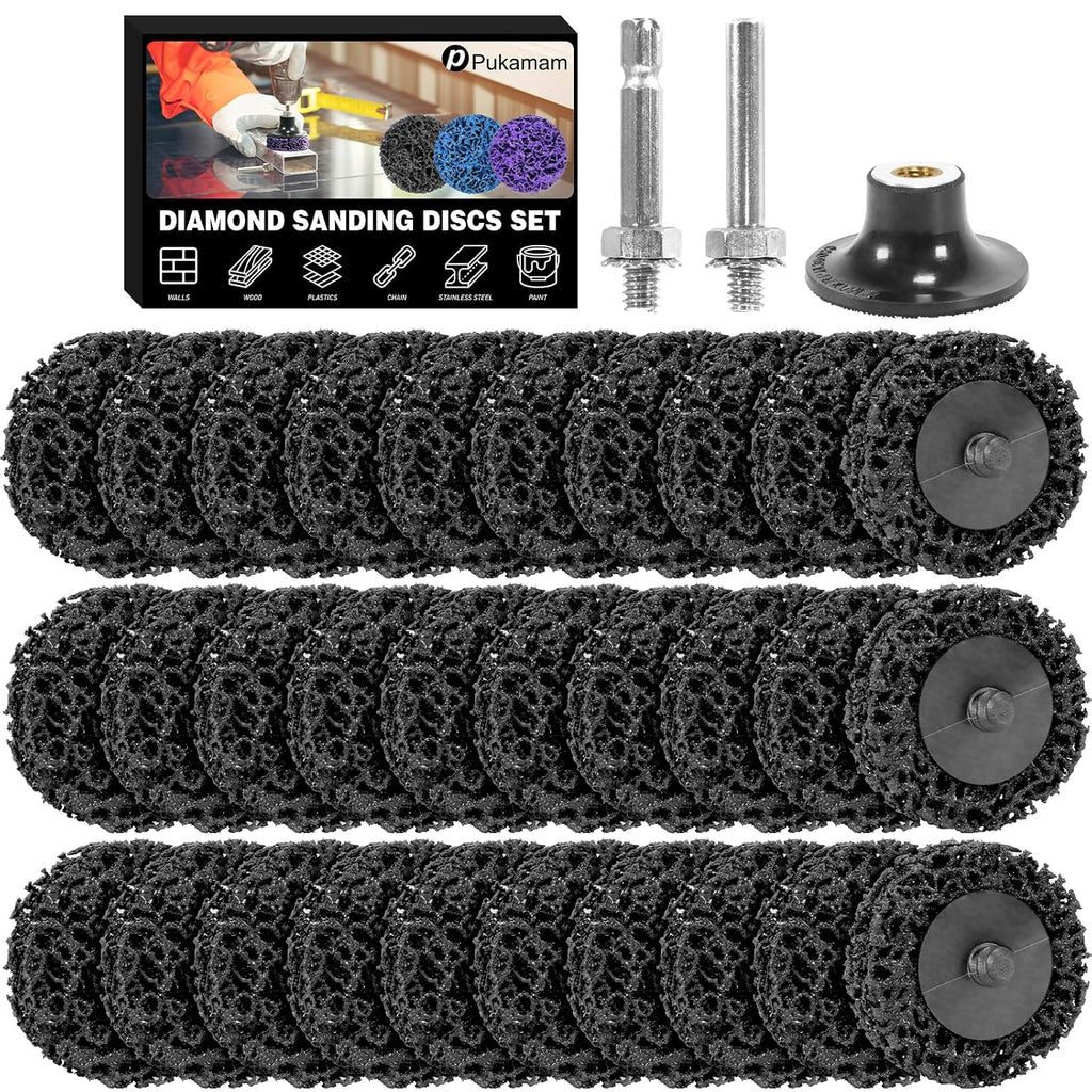 33 PCS 2" Quick Change Diamond Sanding Discs Easy Strip Wheels, Black