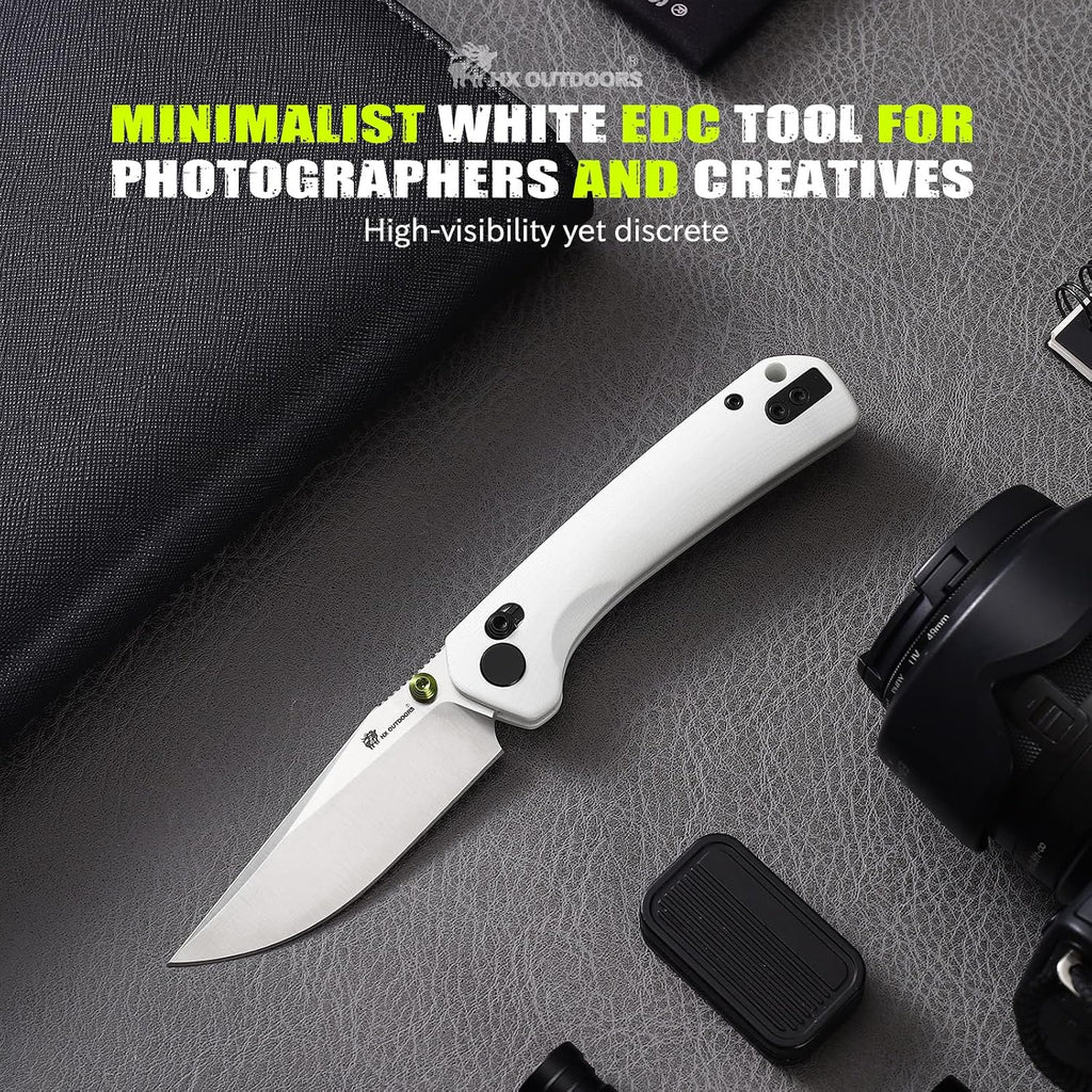 HX OUTDOORS 2.96"" Folding Knife Crossbar Lock 14C28N Blade G10 Handle