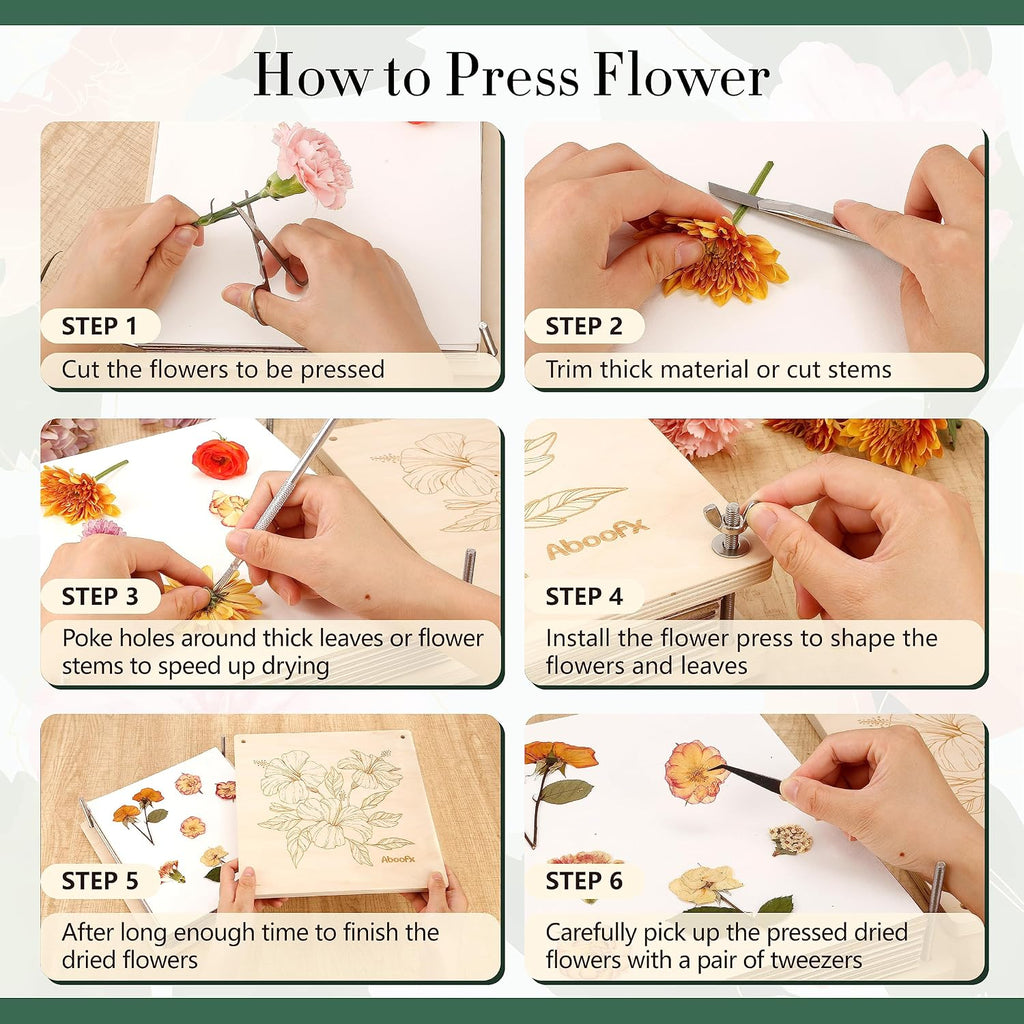 Aboofx Wooden Flower Pressing Kit, 11x11 Inch 10 Layers for Pressed Flowers