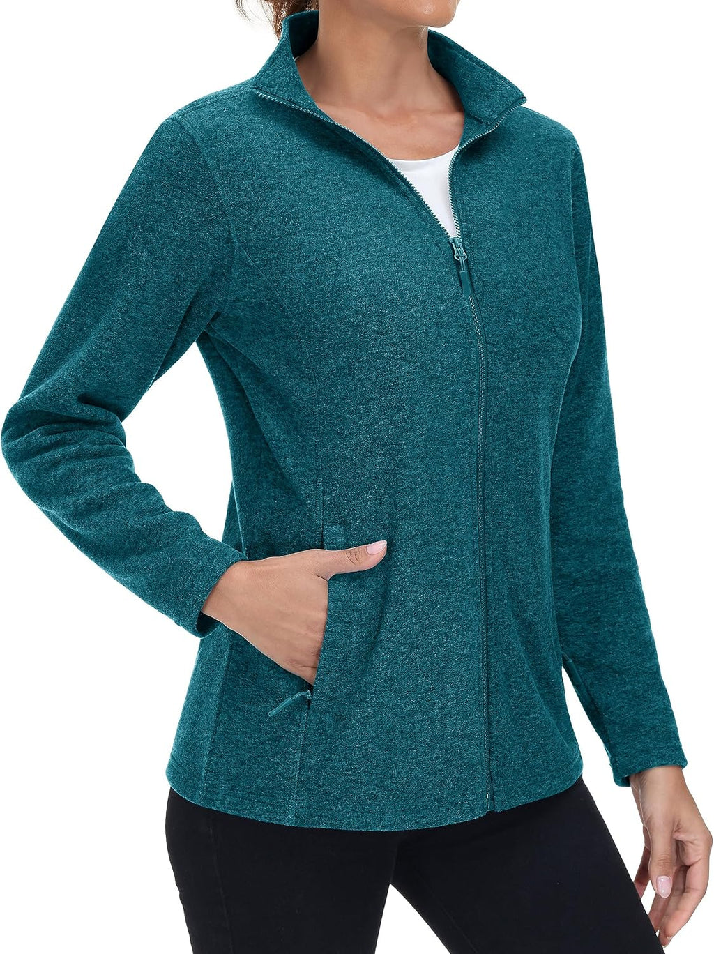MAGCOMSEN Womens Fleece Zip Up Jacket with Pockets Lightweight Soft Coat