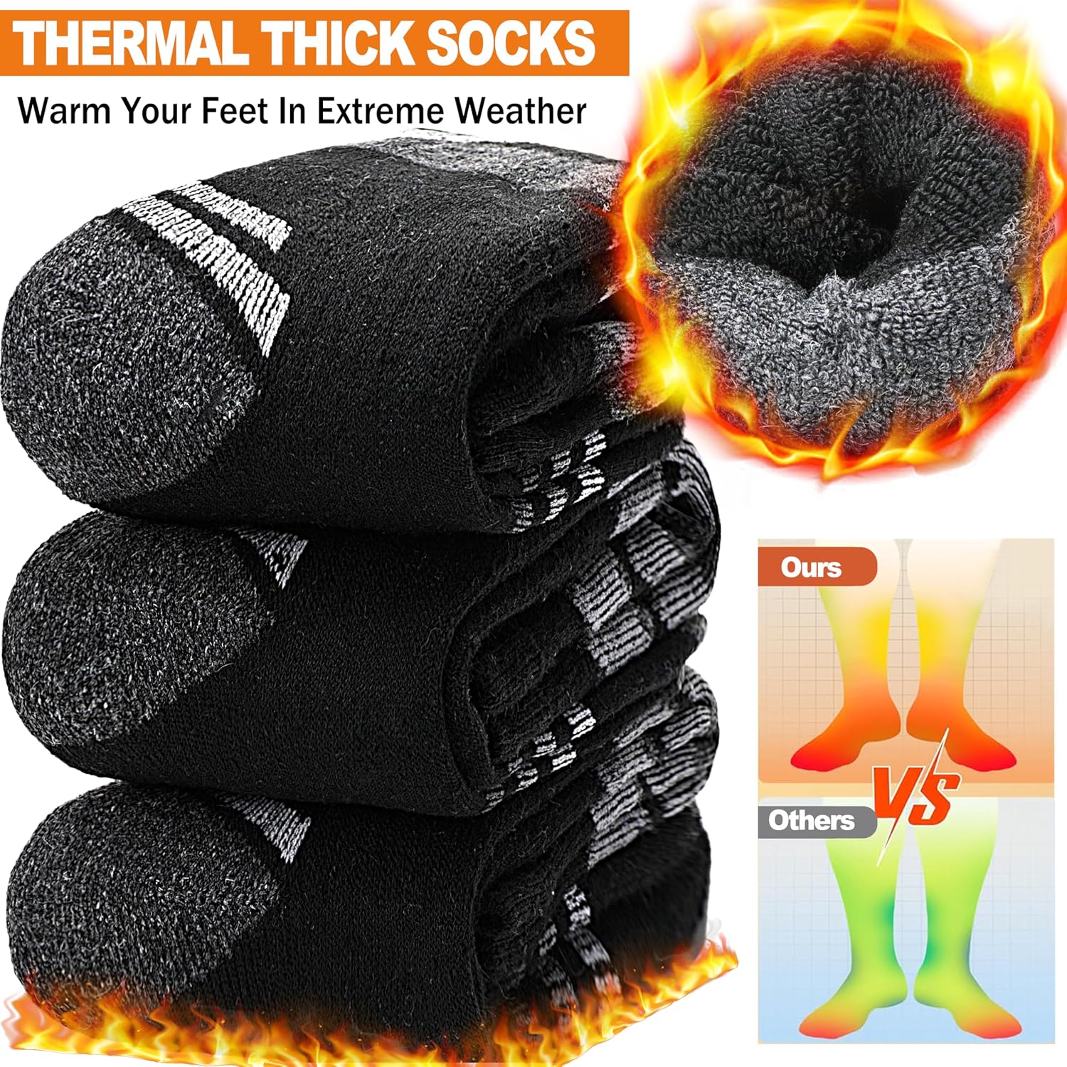 Welwoos 3 Pairs Merino Wool Ski Socks for Womens Mens Thermal Winter Warm Thick Knee High Socks for Skiing Snowboarding