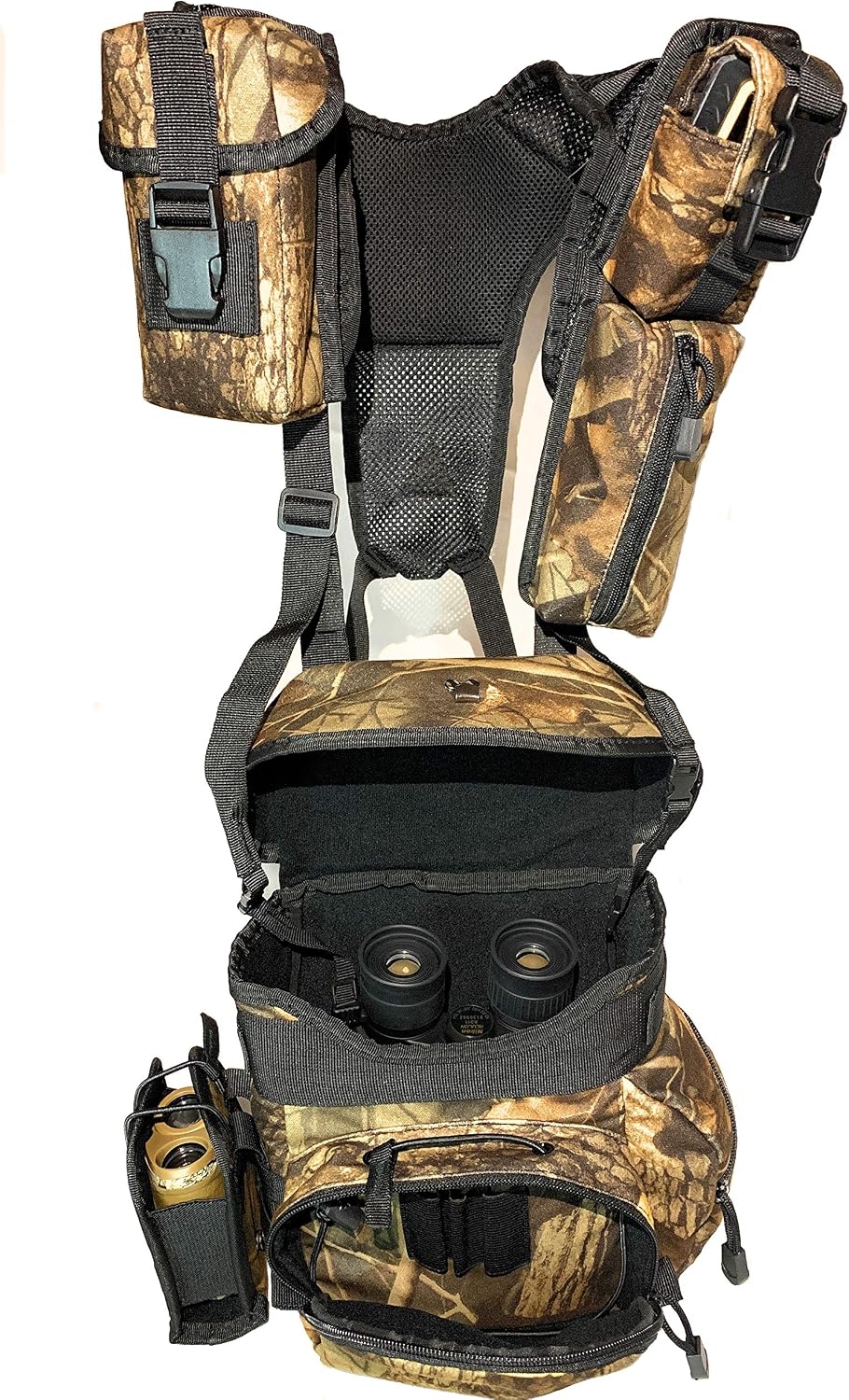 Binoculars Harness Case Pack, Bino Pack with Rangefinder Compartment - Detachable Molle Compartments Camouflage for Hunting, Hiking and Birdwatching