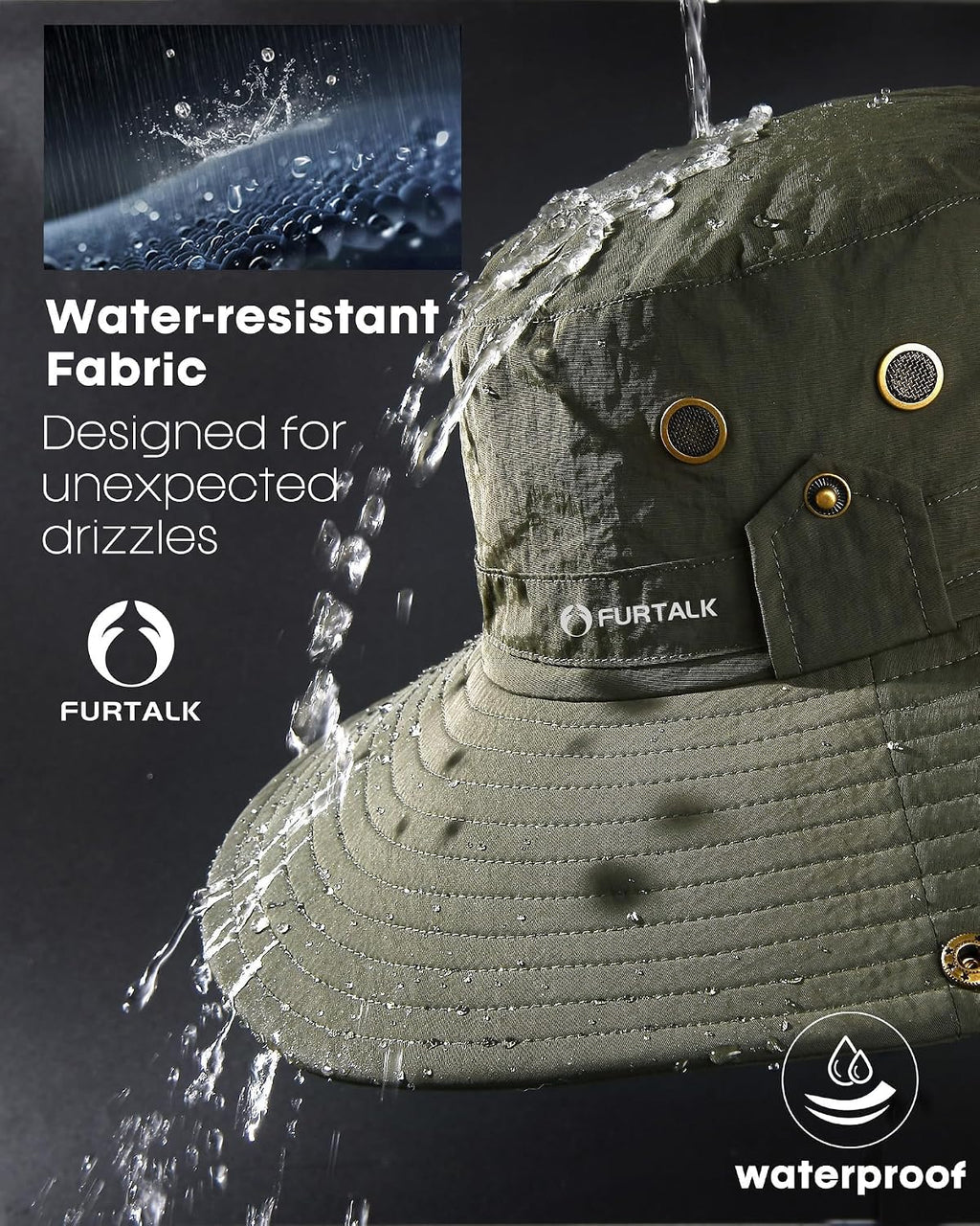 FURTALK Sun Hats for Men Fishing Hat UPF Protection Wide Brim Bucket Hat