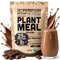 Plant Meal Replacement Shake - Chocolate - 25g of Plant Based Vegan Protein Powder, 76+ Organic Superfoods, Vitamins & Minerals, Mushrooms, Super Greens, Digestive Enzymes & Probiotics - 15 Servings
