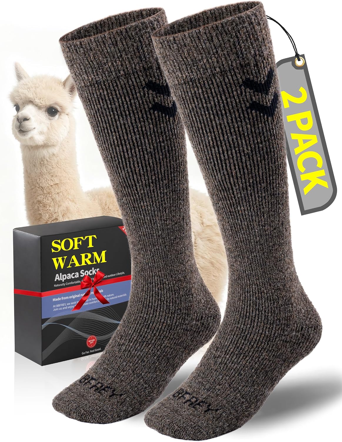 Over-The-Calf Alpaca Wool Boot Socks for Men Women - Thick Thermal Socks for Winter Hiking, Hunting, Moisture Wicking