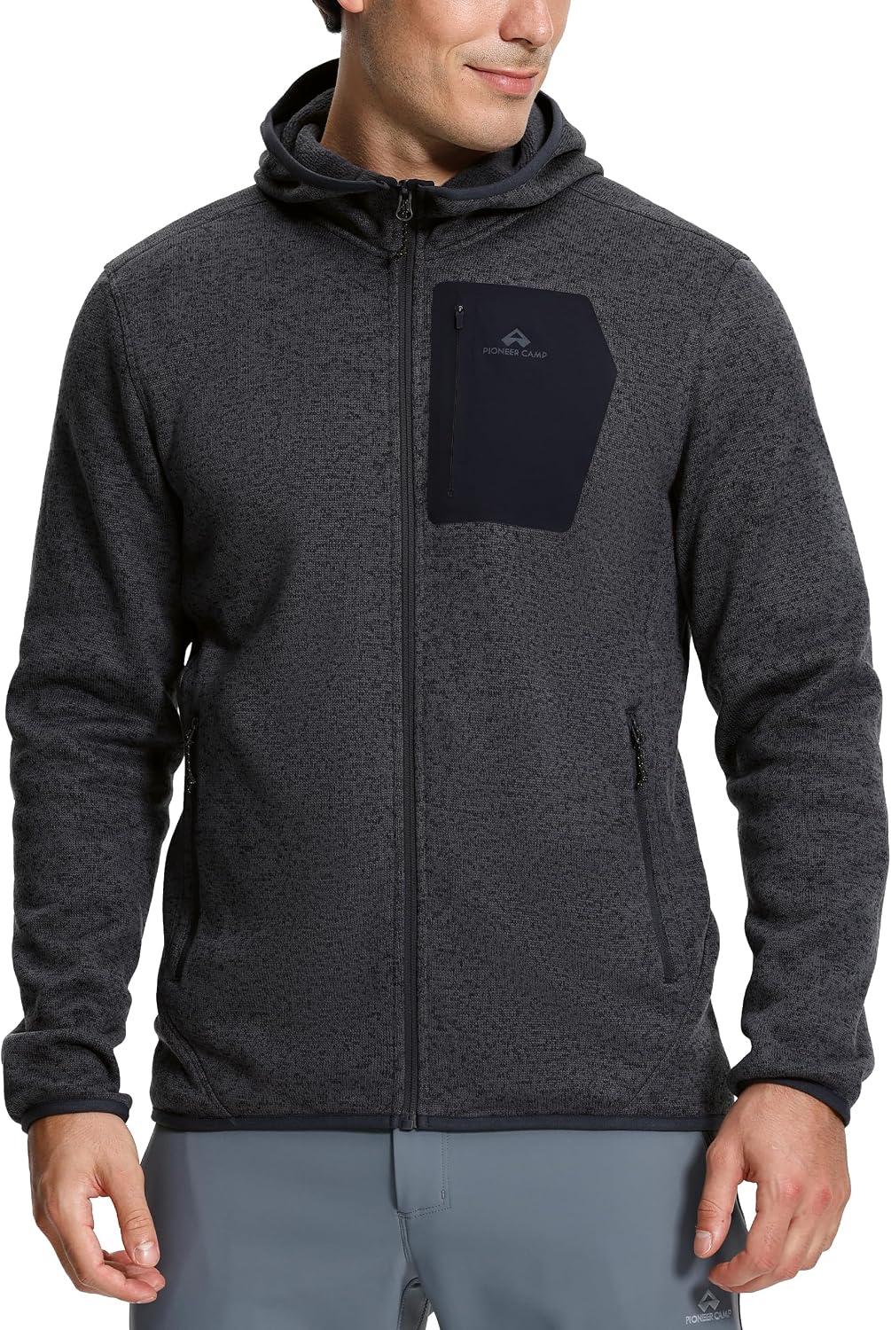 Pioneer Camp Men's Hooded Sweater Fleece Jacket Full Zip Hiking Mid Layer