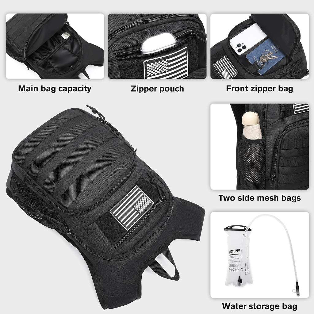 wotony Hydration Backpack with Water Bladder for Hiking Tactical Hydration Pack for Men Women Molle Water Backpack for Hiking