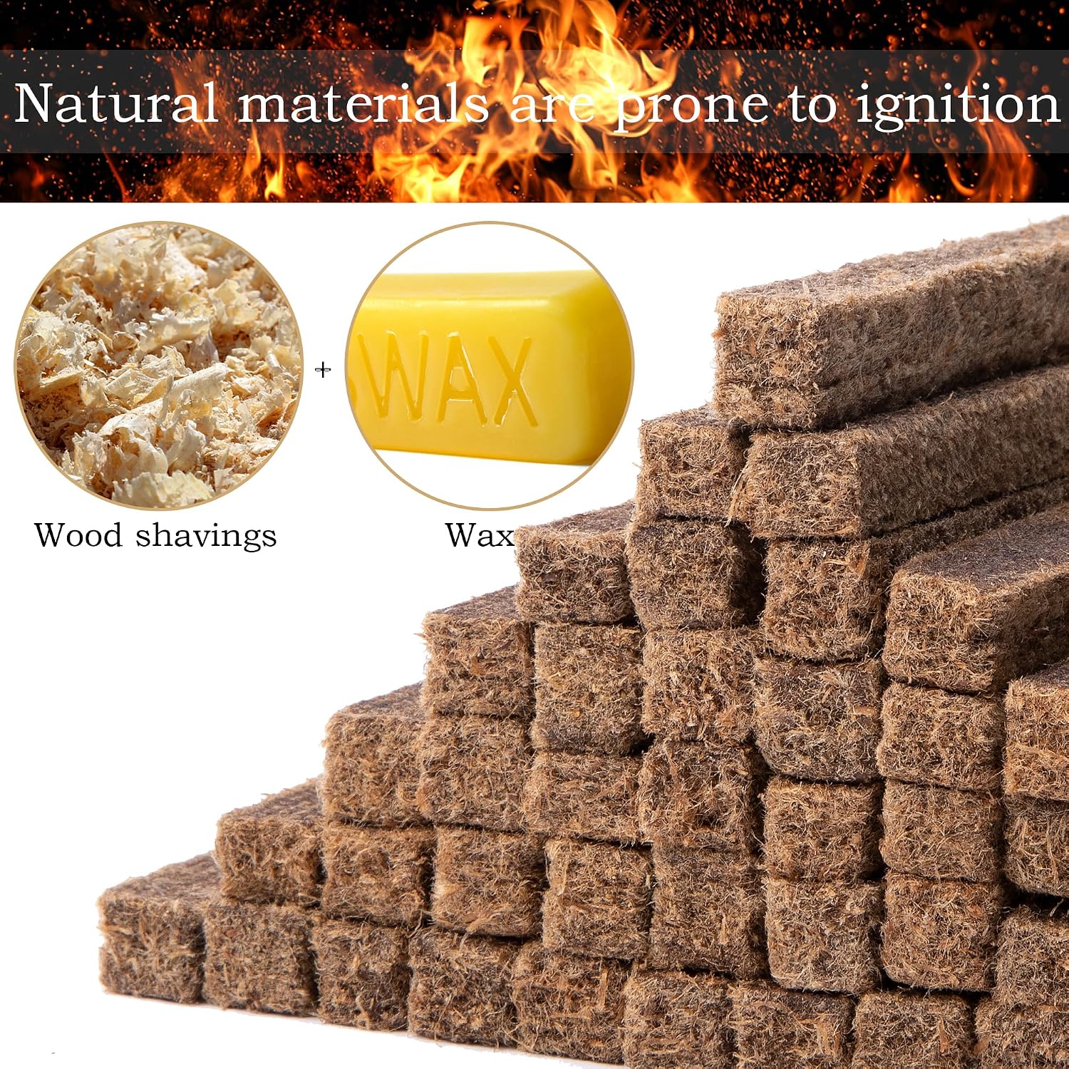 Adnee Fire Charcoal Starter - Camp Fire Starter Sticks for Fireplace, Wood Stove, Grill, Charcoal Chimney, BBQ Accessories (50)