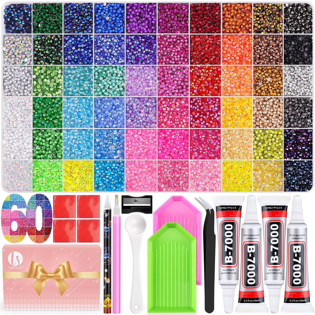 TINKRSTUFF 50000Pcs 60 Colors Jelly Rhinestones Bedazzling Kit