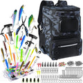 Fishing Backpack with Rod Holder and Tackle Boxes, Cooler, Large 50L Fishing Gear Bag with 139 Fishing Lures Kit, Fish Tool Set, Fish Gifts for Men Woman-Camo Backpack