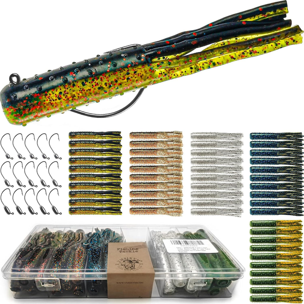 Tube Lures Jig Heads Hooks Tube Baits Worms for Bass Fishing