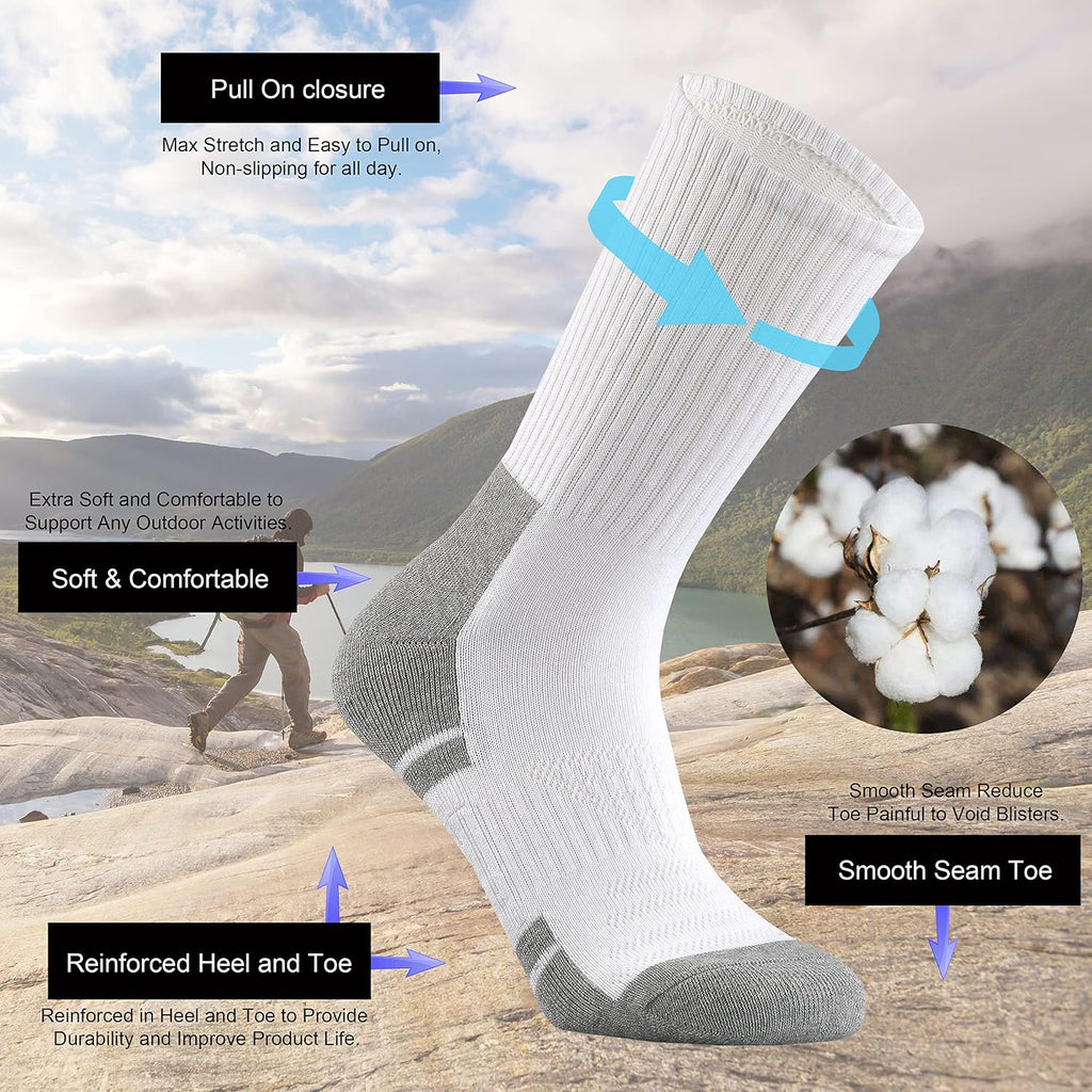 Ortis Cotton Cushion Crew Athletic Socks for Men Work Boot Sports Exercise