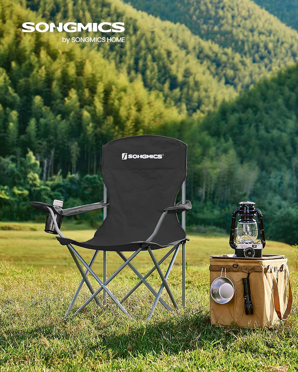 SONGMICS Set of 2 Folding Camping Chairs, Max. Load Capacity 330 lb