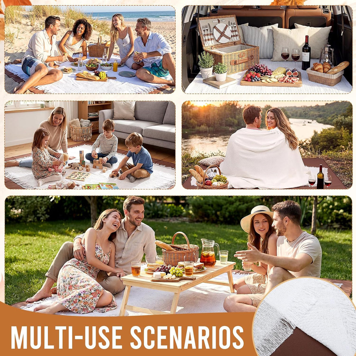 100x 90 Extra Large Outdoor Picnic Blankets 2 In1