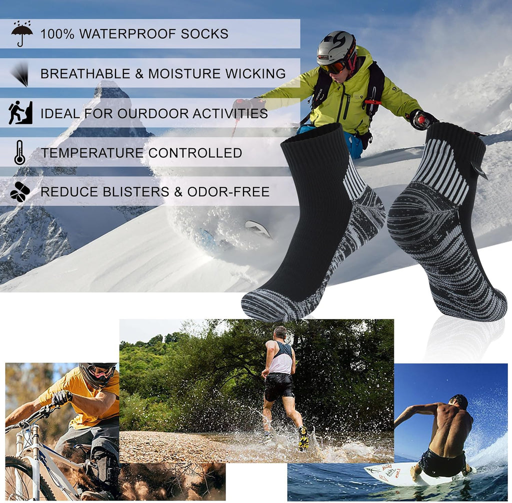 RANDY SUN Waterproof Socks, Unisex Hiking Wading Trail Running Kayaking Crew Socks