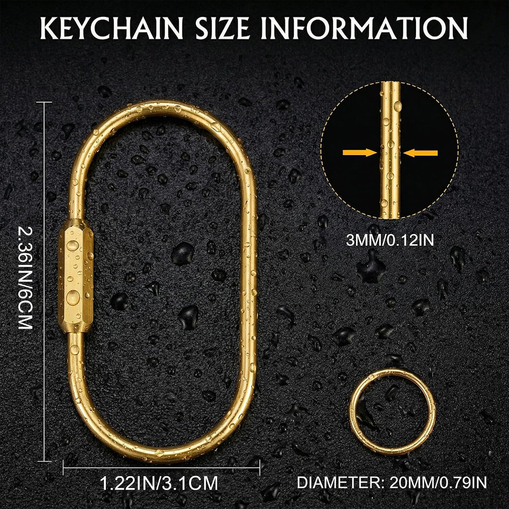 Tiezzi 12 Pack Gold Locking Carabiner Clips, Brass Key Rings for Bag Charms