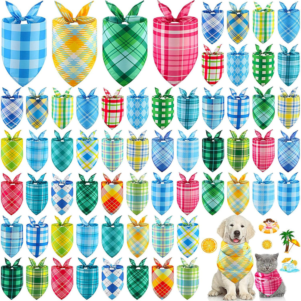 Geyoga 60 Pcs Dog Bandanas Bulk Summer, Pet Scarf Bibs for Dogs Cats