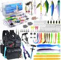 Fishing Backpack with Tackle Boxes and Rod Holder, Fish Lure Kit and Tool