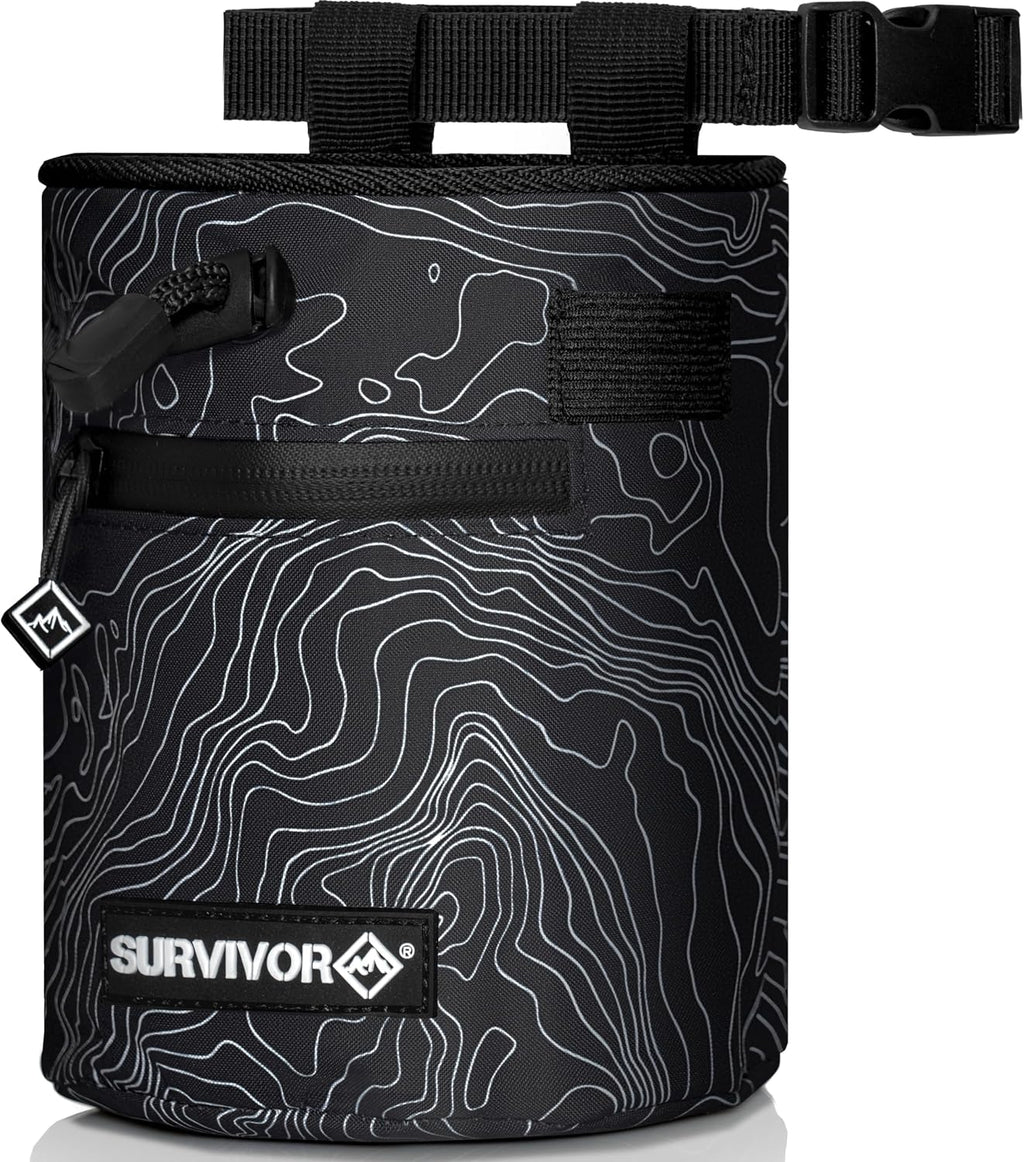 SURVIVOR Chalk Bag for Rock Climbing, Bouldering, Weightlifting, and More