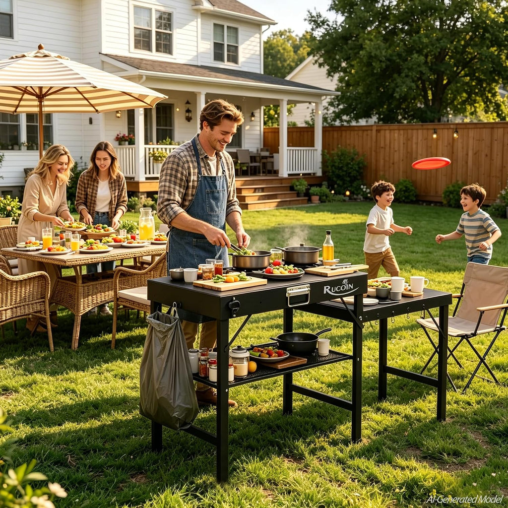 Grill Table - 61" L×31" H×20" W Heavy Duty Pizza Oven Stand