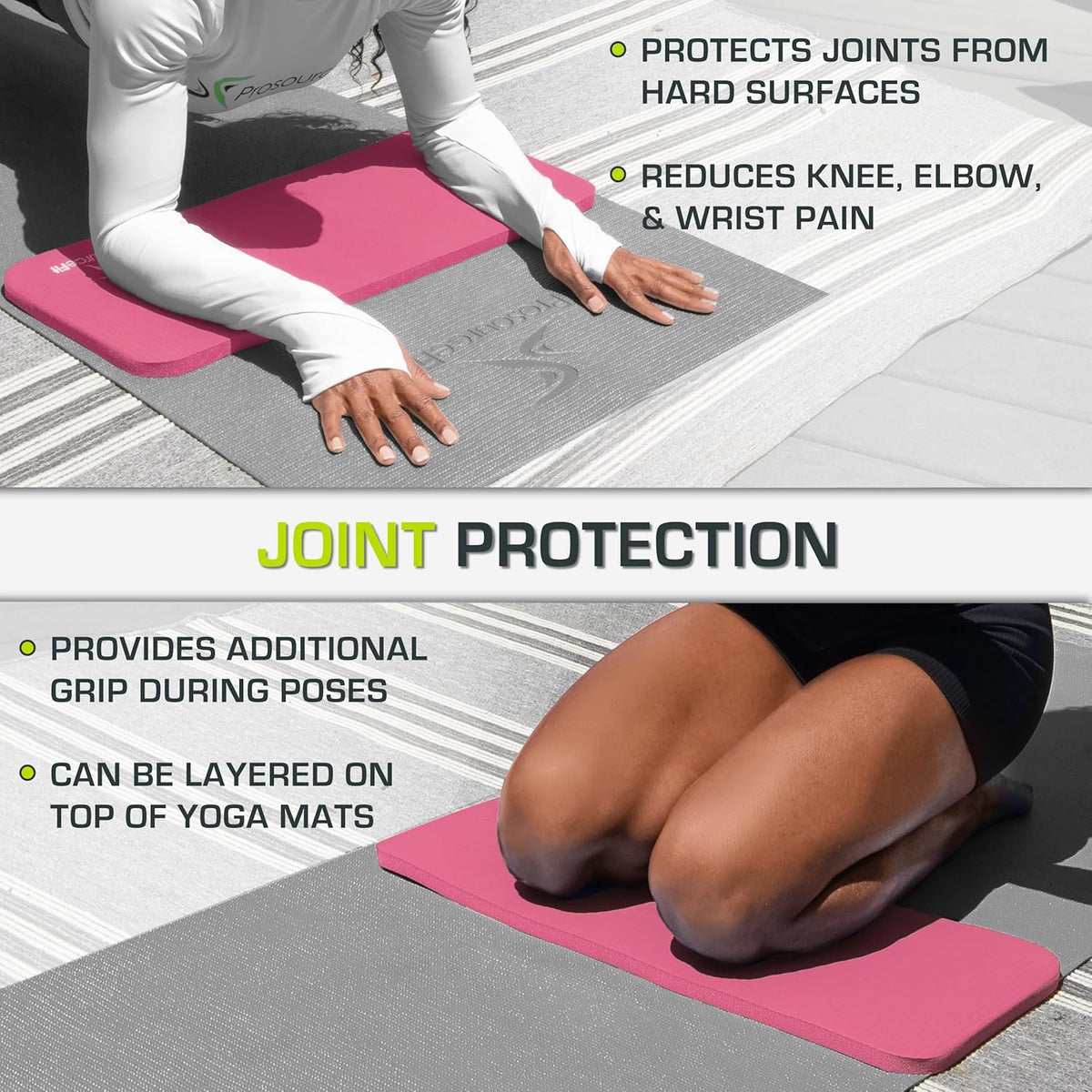 ProsourceFit Extra Thick Yoga Knee Pad and Elbow Cushion 15mm (5/8”) Fits Standard Mats for Pain Free Joints in Yoga, Pilates, Floor Workouts