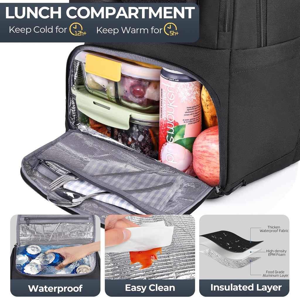 HILOMON Laptop LunchBox Backpack 2-in-1 Insulated Cooler Work Bag for Men