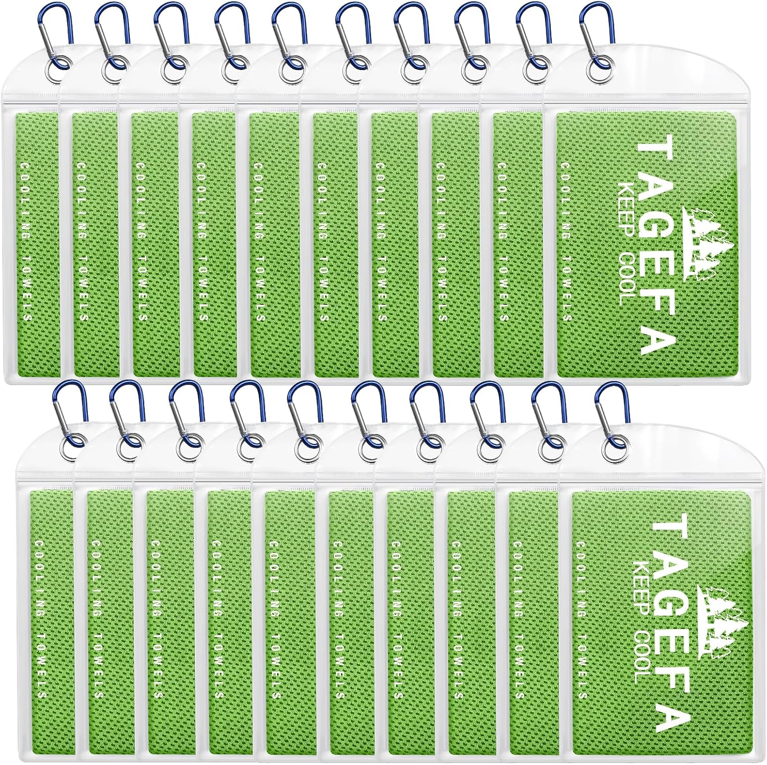 Cooling Towels 20 Pack, 40"x 12" Cooling Rags Neck Wraps for Sports with Carrying Pouch, Gym Cooling Neck Towels for Hor Weather, Sweat, Fitness, Travel