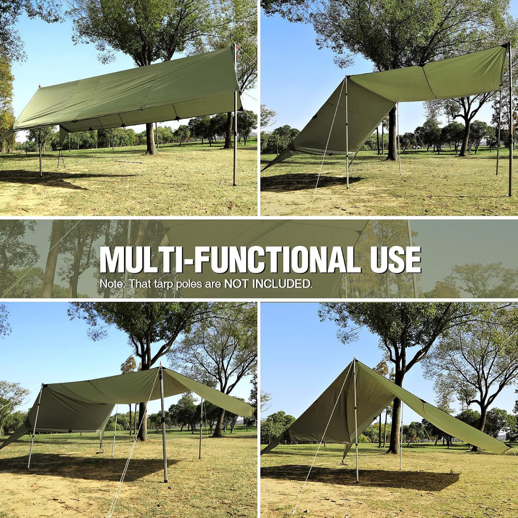 REDCAMP 10x17ft Large Waterproof Camping Tarp Hammock Rain Fly