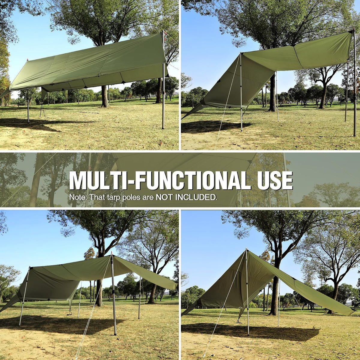 REDCAMP 10x17ft Large Waterproof Camping Tarp Hammock Rain Fly