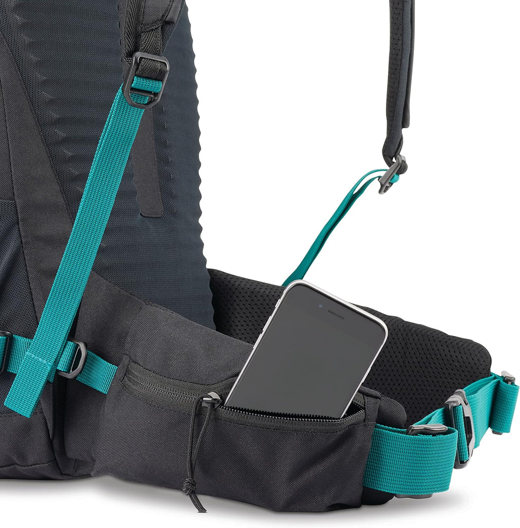 High Sierra Pathway 2.0 Backpack with Hydration Storage Sleeve, for Hiking, Biking, Camping, Traveling, Black, 45L