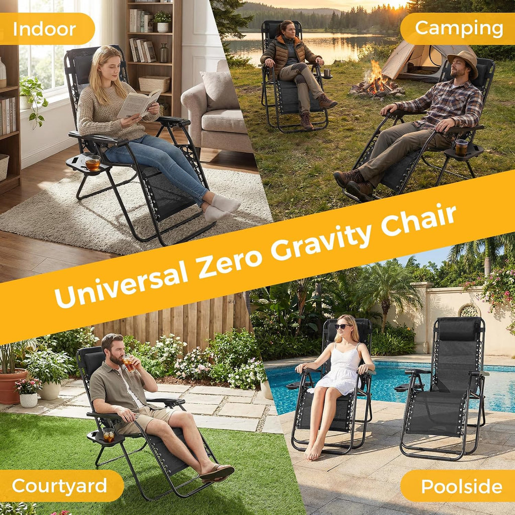 NEWBULIG Zero Gravity Chairs Set of 2, Folding Lounge Recliner Chair