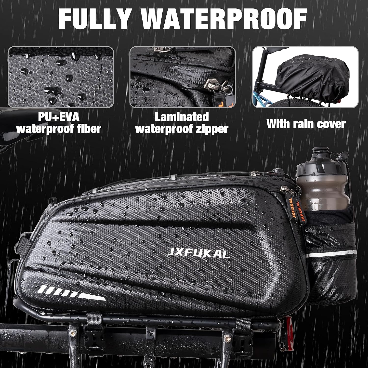 JXFUKAL Bike Bags for Bicycle Rear Rack - 9.5L/17L/40L Hard Shell Ebike Bag