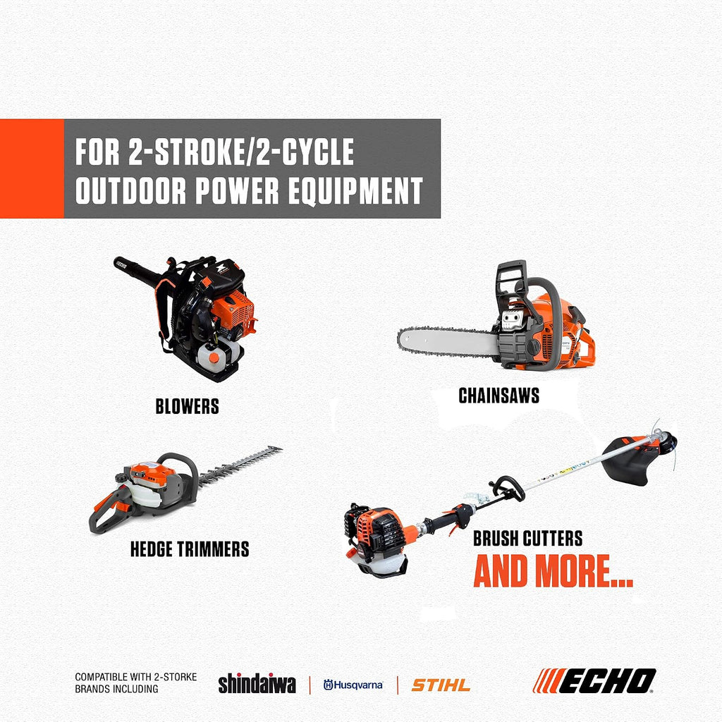 Echo 6450001G Power Blend Gold Oil Mix 50:1 for 2 stroke2cycle Outdoor Power Equipment, High Performance Semi Synthetic, Low Smoke Emission 2.6 fl oz (6 Pack), 6450001G 2.6 fl oz