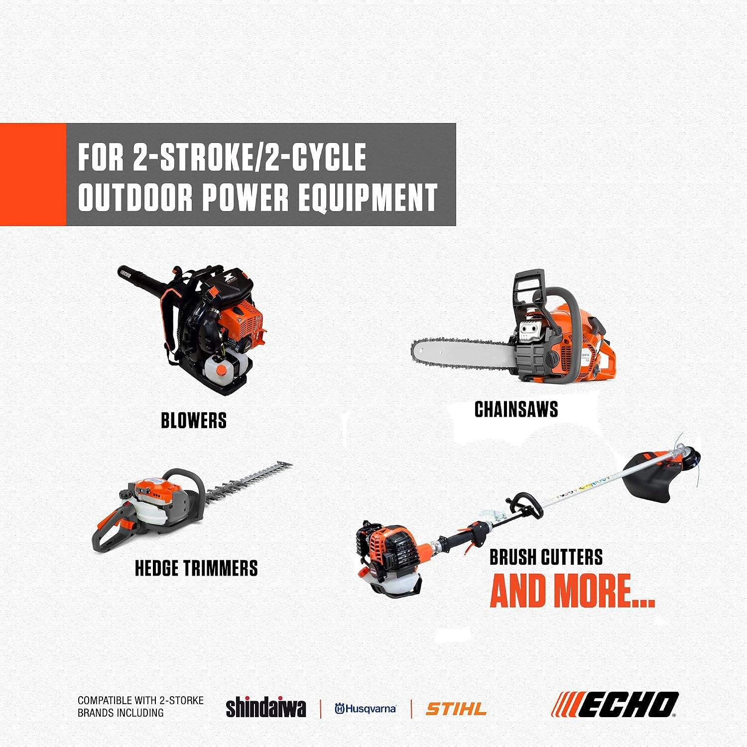 Echo 6450001G Power Blend Gold Oil Mix 50:1 for 2 stroke2cycle Outdoor Power Equipment, High Performance Semi Synthetic, Low Smoke Emission 2.6 fl oz (6 Pack), 6450001G 2.6 fl oz