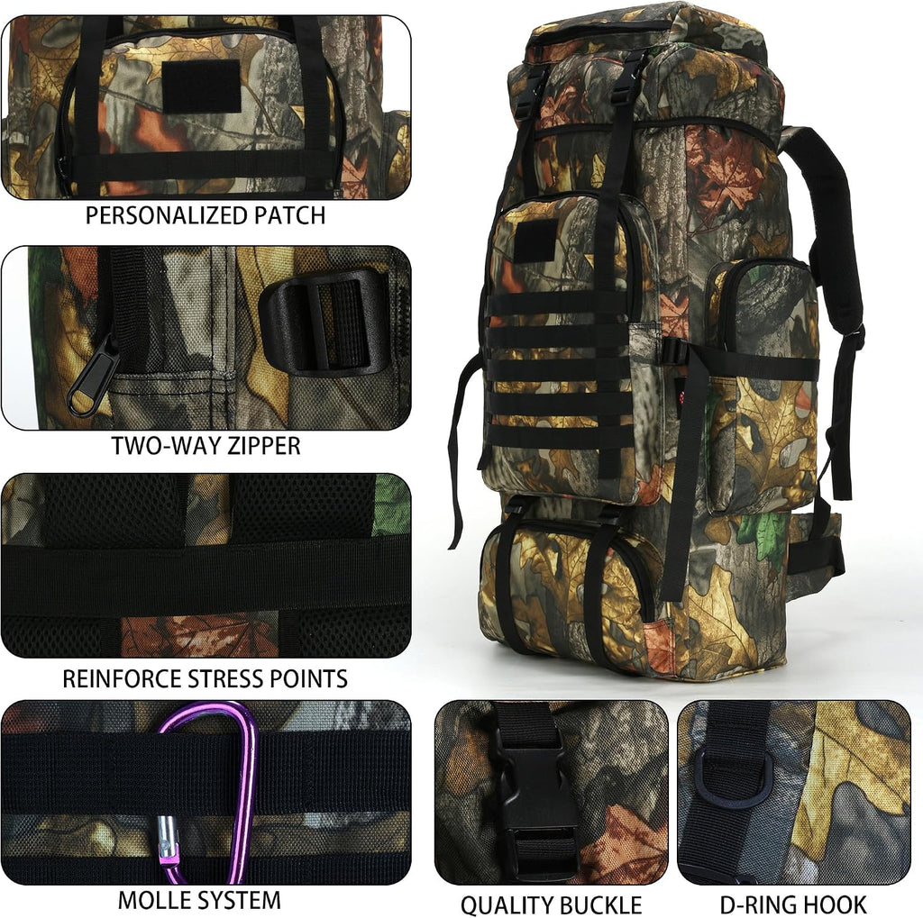 Hiking Backpack for Men 70L/100L Camping Backpack Military Rucksack Molle 3 Days Assault Pack for Climbing