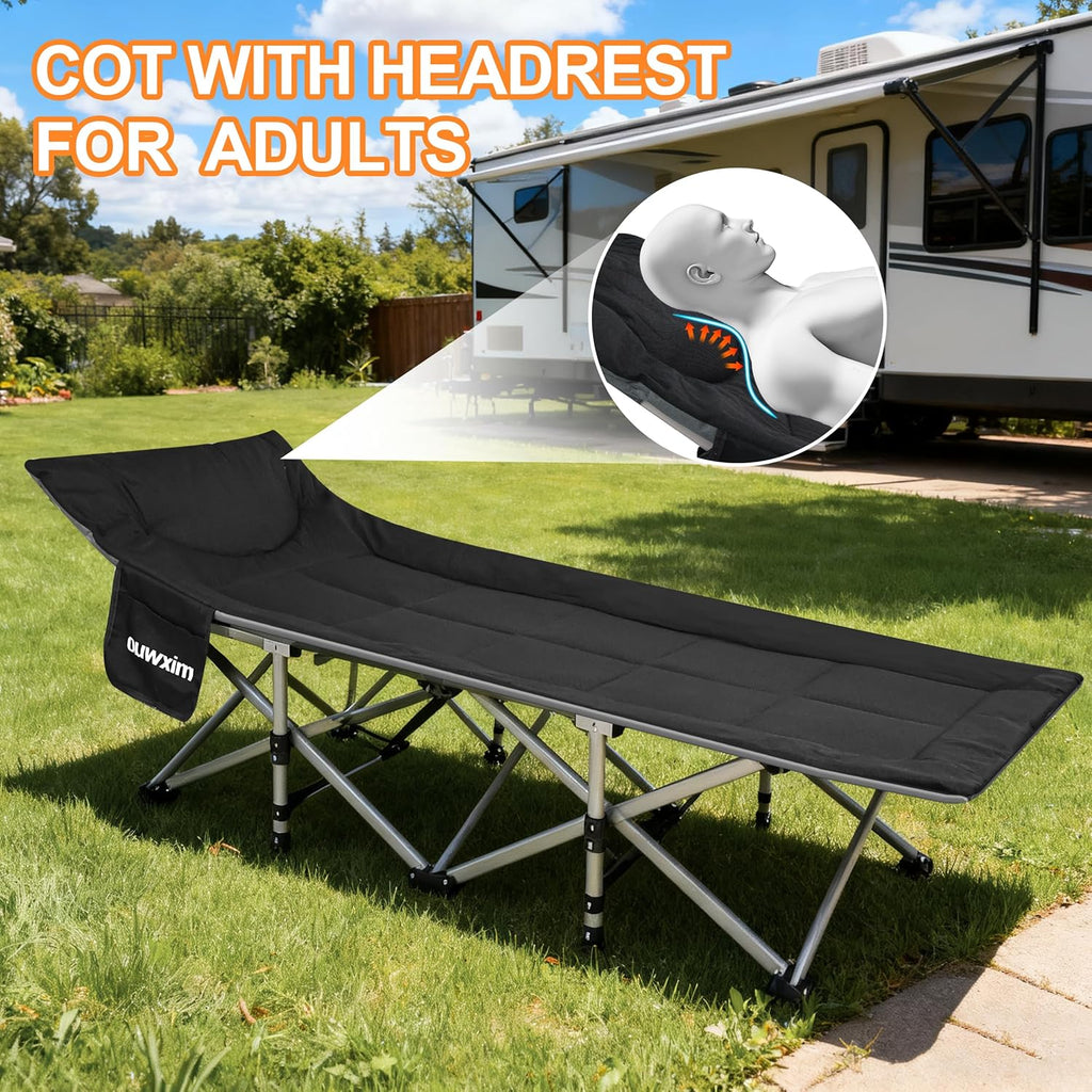 Folding Camping Cot-with Cushion and Pillow,Sleeping Cots for Adults