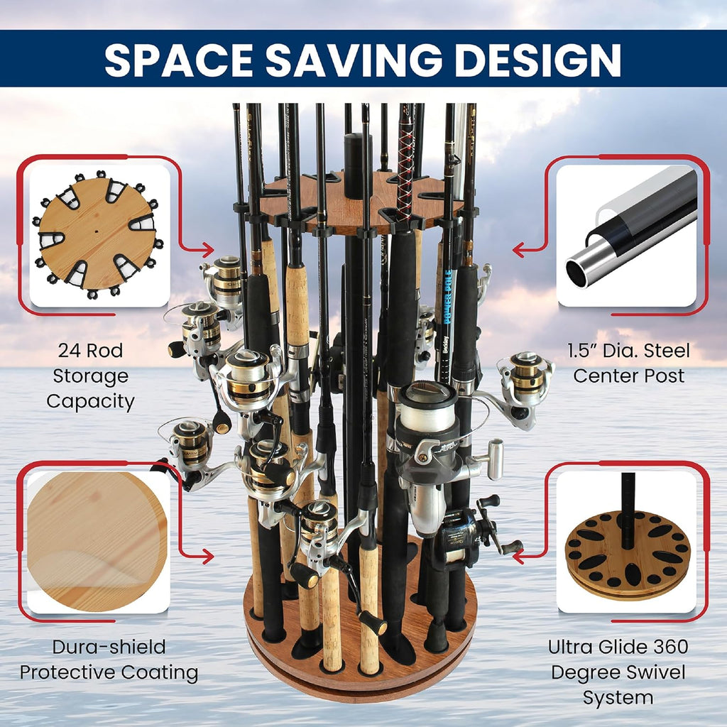 Rush Creek Creations 24 Rod Fishing Pole Holder, Tackle Box, Fishing Tackle
