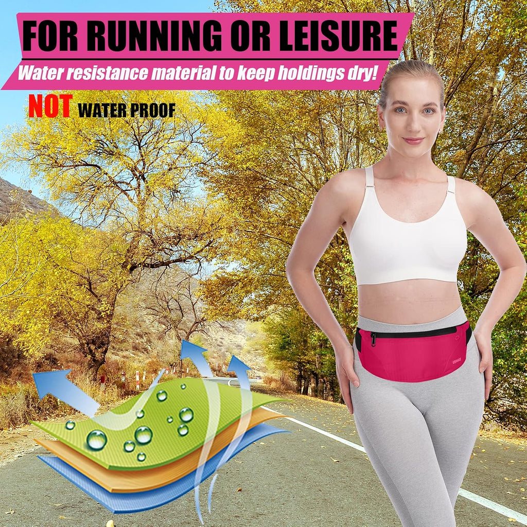 USHAKE Running Belt,Men or Women Ultra Light Bounce Free Waist Pouch Bag Fitness Workout Belt Sport Waist Pack Exercise Waist Bag for iPhone Samsung LG in Running Gym Marathon (Red)
