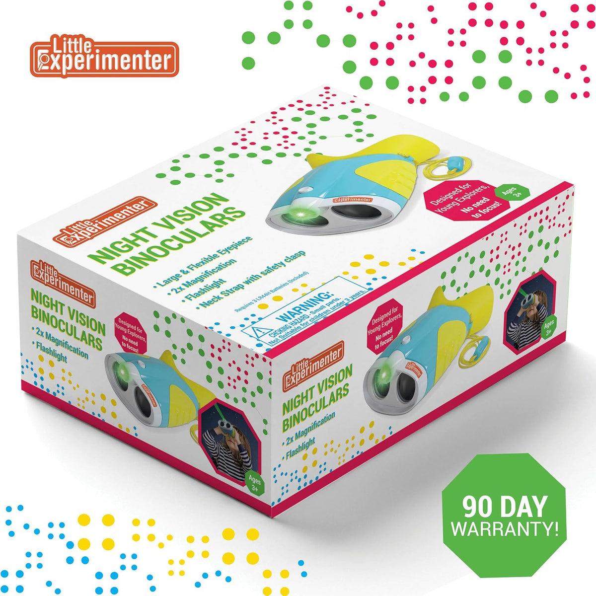 Little Experimenter Night Vision Binoculars for Kids, Flashlight, Ages 3-6