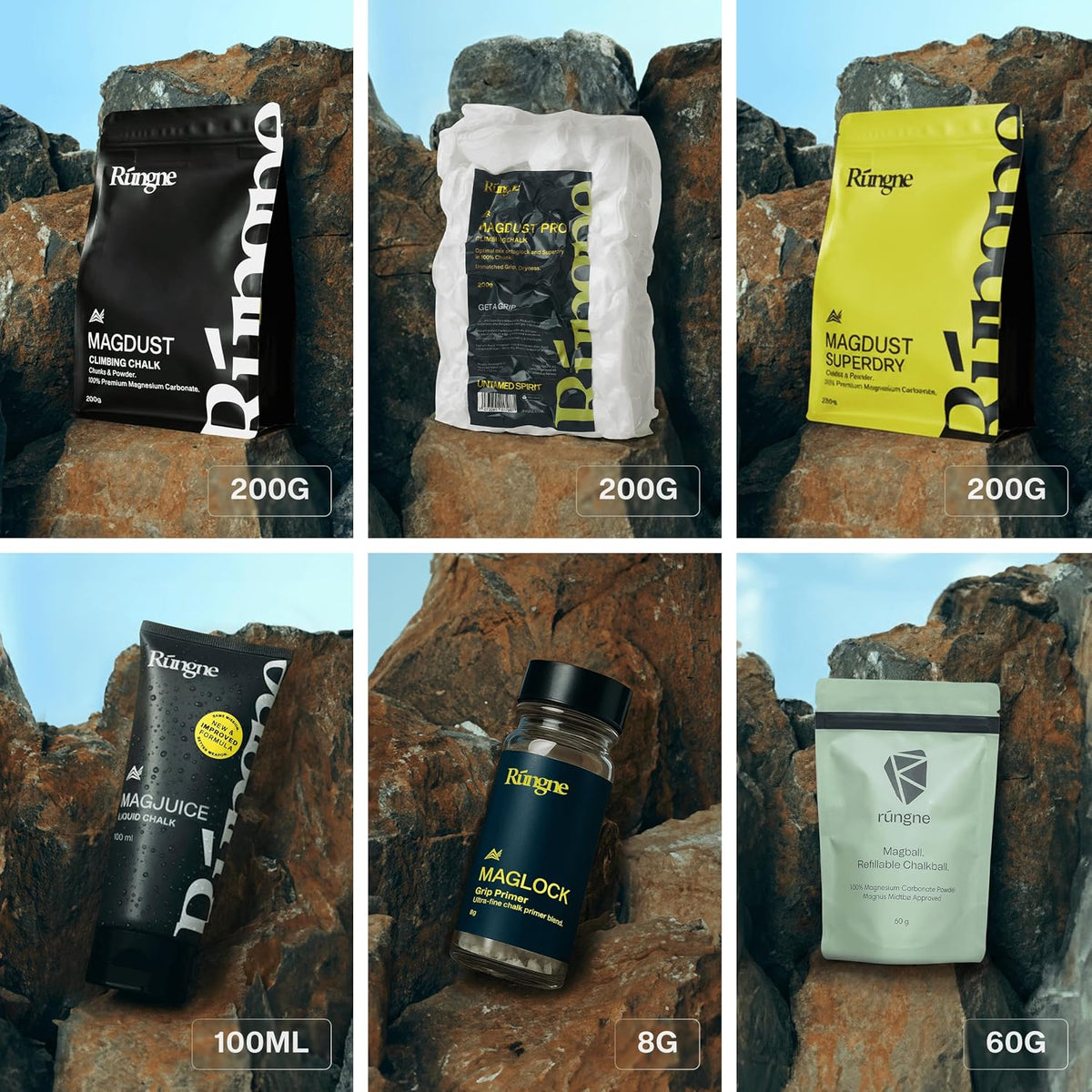 RUNGNE Premium Climbing Chalk - High Performance Chalk for Rock Climbing, Bouldering, Weightlifting & More - Unmatched Grip and Skin Friendly