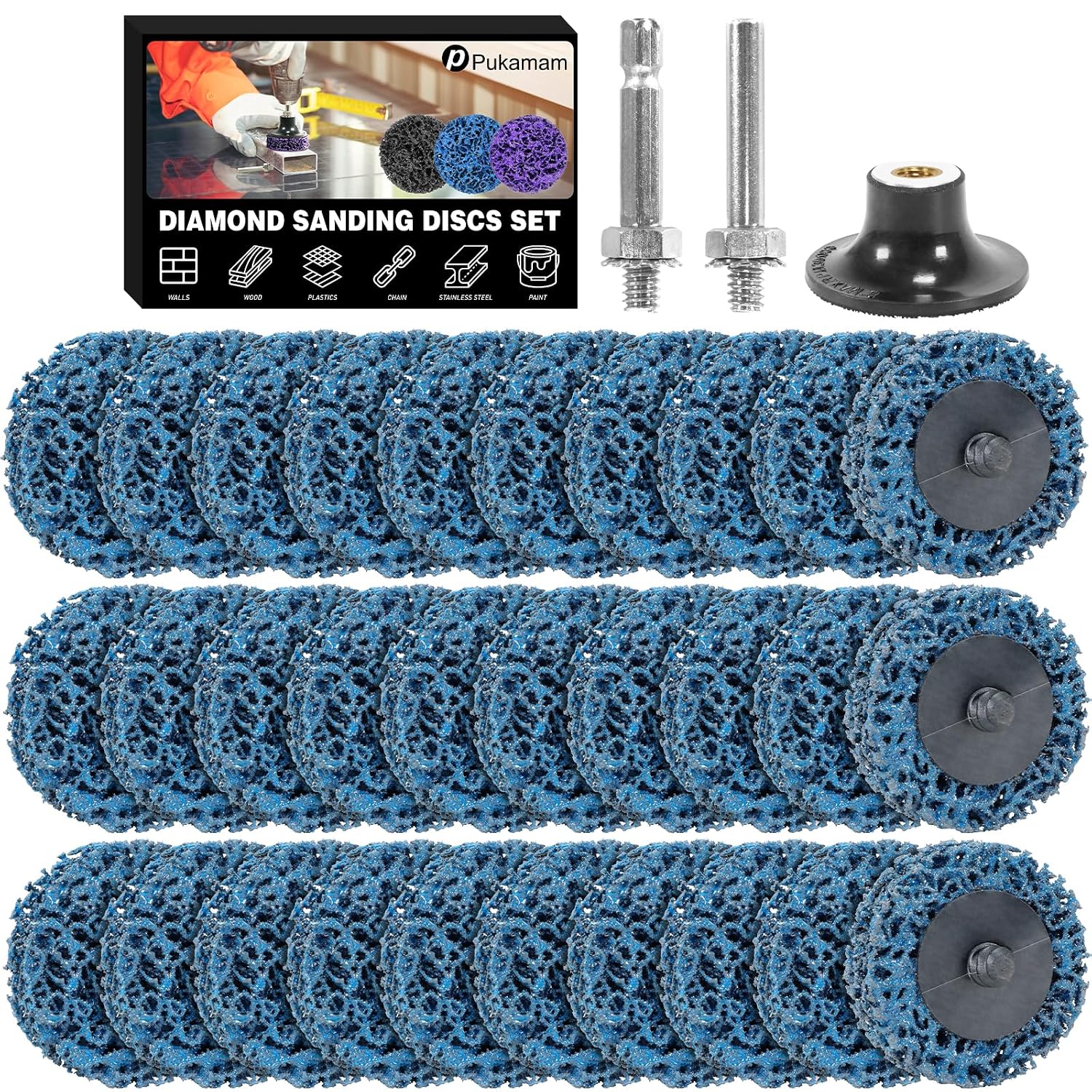 33 PCS 2" Quick Change Diamond Sanding Discs Easy Strip Wheels, Blue