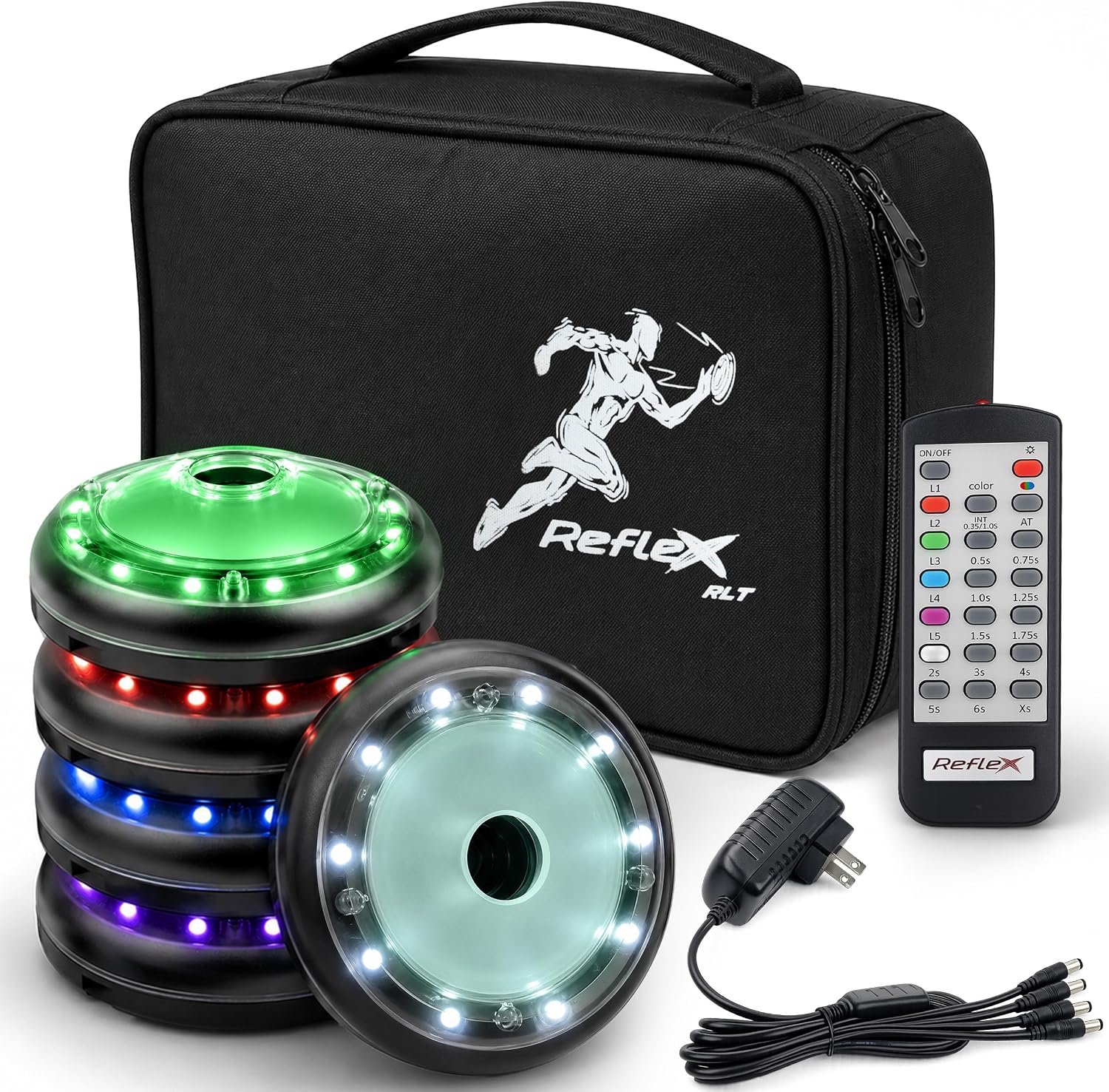 Reflexx RLT 2.1 Reaction Training Lights – Improve Reaction Time, Coordination & Focus – Adjustable Speed, Random Mode, Brightness & Sound Control – for Fitness, Rehab, Seniors & Athletes