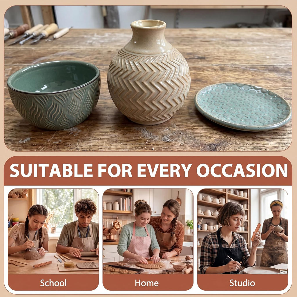 20 Pcs Clay Texture Rollers Set, 3D-Printed Clay Pottery Tools