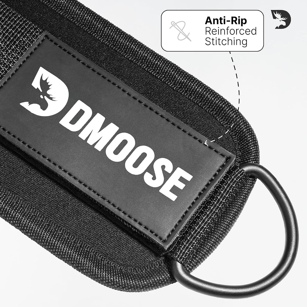 DMoose Ankle Strap for Cable Machine - One Size Fit with Premium Padding, Workout Kickback Ankle Cuffs, Ankle Bands for Working Out, Booty Workouts, Leg Extension, Hip Abductors & Lower Body Exercises